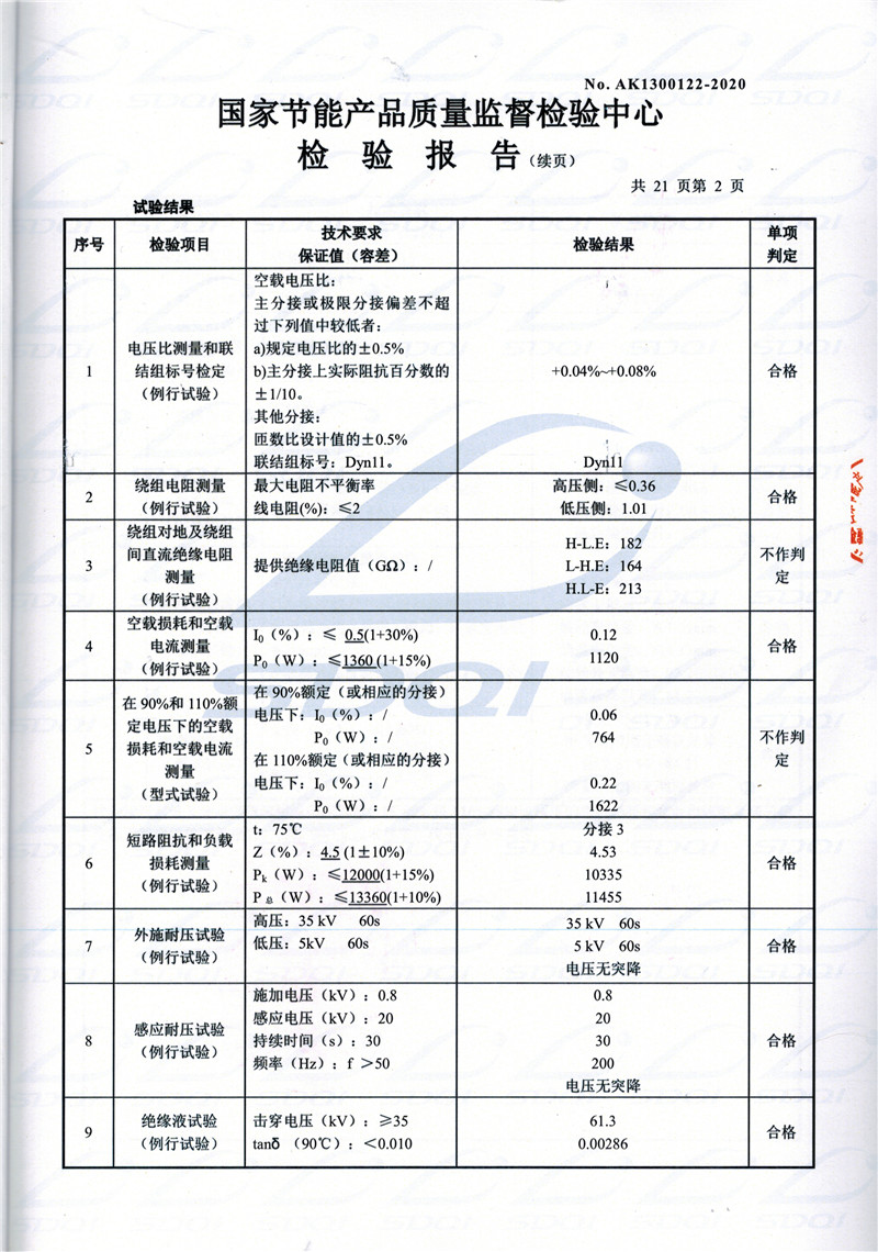 高低压试验报告-S11-1250鄂伦春鄂伦春鄂伦春油浸式变压器-2.jpg